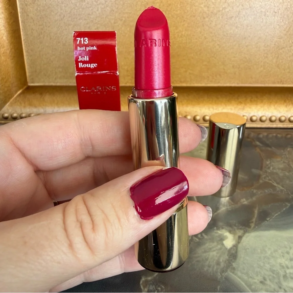 NEW Clarins Joli Rouge Hydration Long Wearing Lipstick in Hot Pink - #713